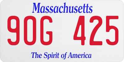 MA license plate 9OG425