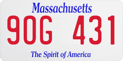 MA license plate 9OG431