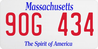 MA license plate 9OG434
