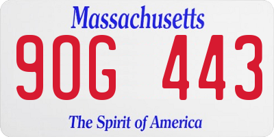 MA license plate 9OG443