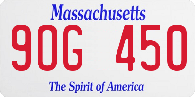 MA license plate 9OG450