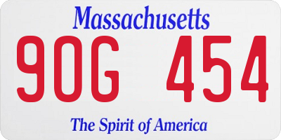 MA license plate 9OG454