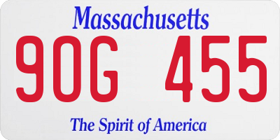 MA license plate 9OG455