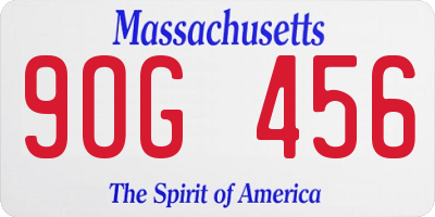 MA license plate 9OG456