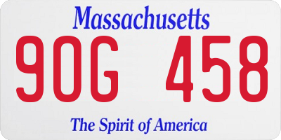MA license plate 9OG458