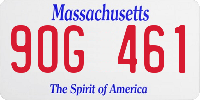 MA license plate 9OG461