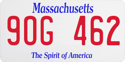 MA license plate 9OG462