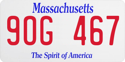 MA license plate 9OG467