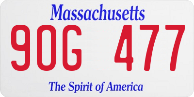 MA license plate 9OG477