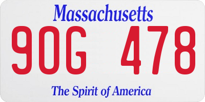 MA license plate 9OG478