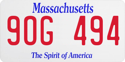 MA license plate 9OG494