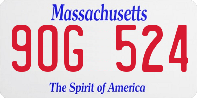 MA license plate 9OG524
