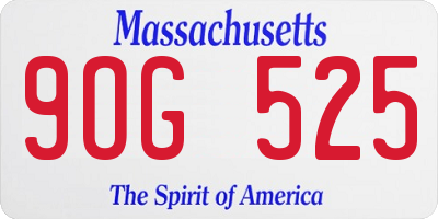 MA license plate 9OG525