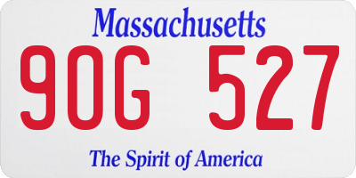 MA license plate 9OG527