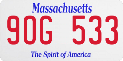 MA license plate 9OG533