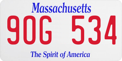 MA license plate 9OG534