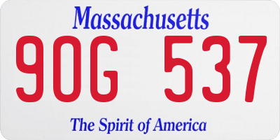 MA license plate 9OG537