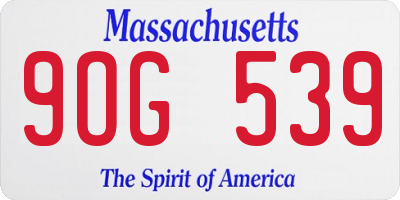 MA license plate 9OG539