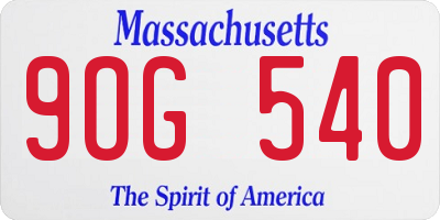 MA license plate 9OG540