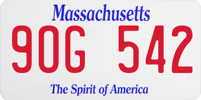 MA license plate 9OG542