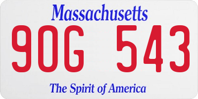 MA license plate 9OG543