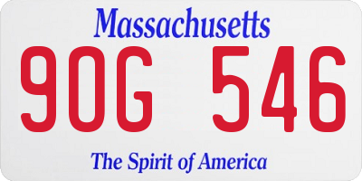 MA license plate 9OG546