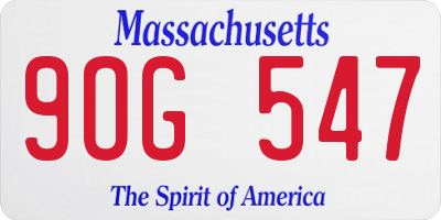MA license plate 9OG547