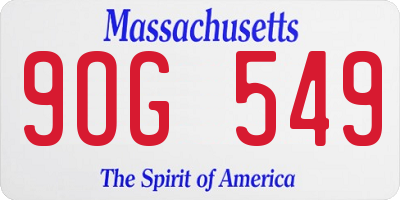 MA license plate 9OG549