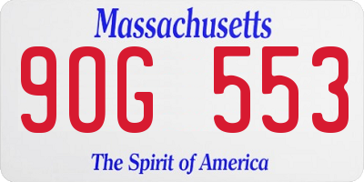 MA license plate 9OG553