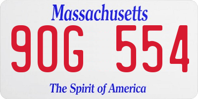 MA license plate 9OG554