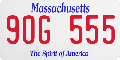 MA license plate 9OG555