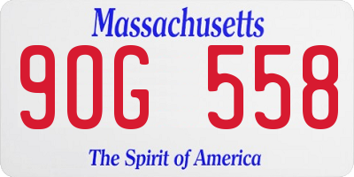 MA license plate 9OG558