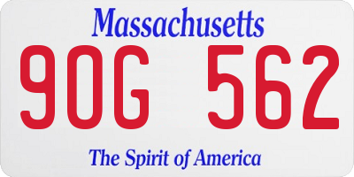MA license plate 9OG562