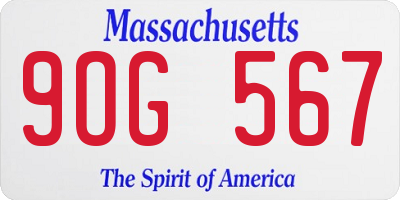 MA license plate 9OG567