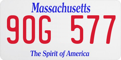 MA license plate 9OG577