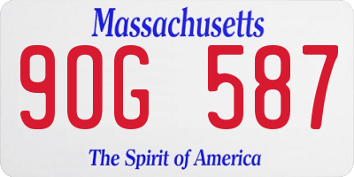MA license plate 9OG587