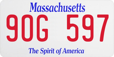 MA license plate 9OG597