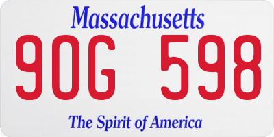 MA license plate 9OG598