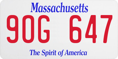 MA license plate 9OG647