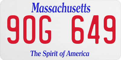 MA license plate 9OG649
