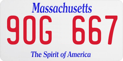 MA license plate 9OG667