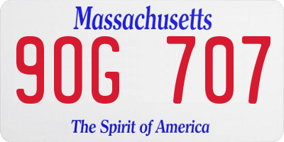 MA license plate 9OG707