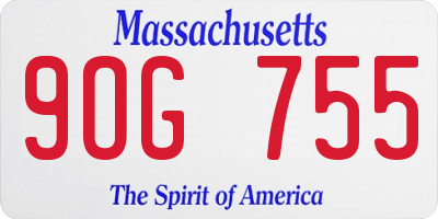MA license plate 9OG755