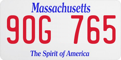 MA license plate 9OG765
