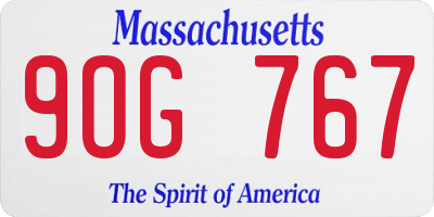 MA license plate 9OG767