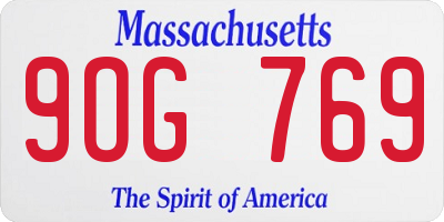 MA license plate 9OG769