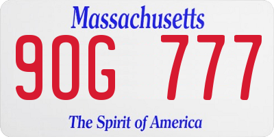 MA license plate 9OG777