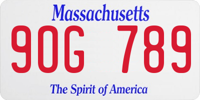 MA license plate 9OG789