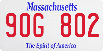 MA license plate 9OG802