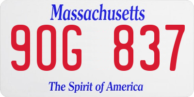 MA license plate 9OG837